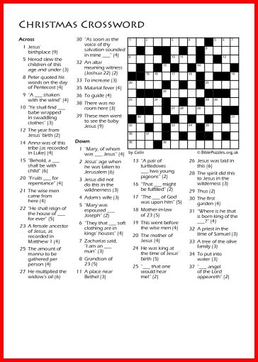 Christian Crossword Puzzles Printable