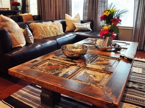The rest of the time, it can live against the wall as a slim shelf that takes up very little room. Repurposed door: Old door turned into a coffee table ...