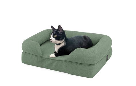 Memory Foam Bolster Cat Bed Small Green Cat Beds