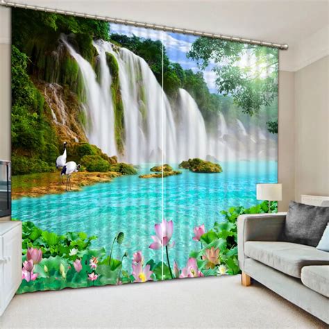 Waterfall Landscape Decoration Curtain Blackout 3d Window Curtains For