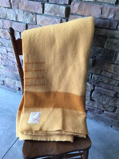 Vintage Hudson Bay Wool Blanket Gold And Gold Hudson Bay Etsy