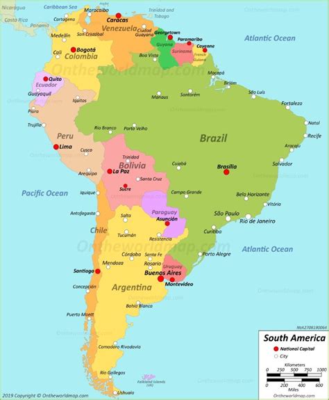 South American Map And Capitals Map Of World