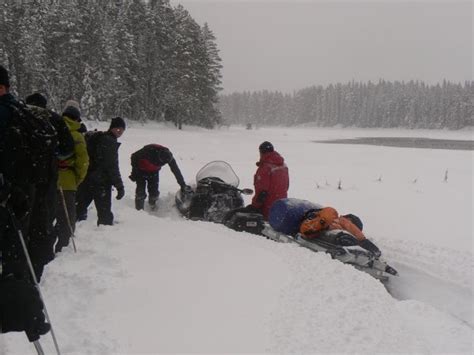 The Supply Snowmobile Gets Stuck In Deep Snow Photo
