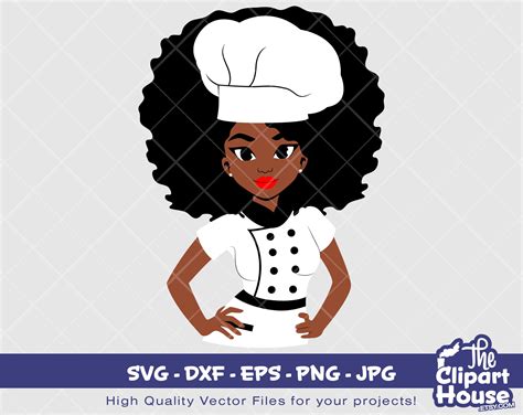 Negro Mujer Chef 3 Digital SVG DXF EPS Png Etsy