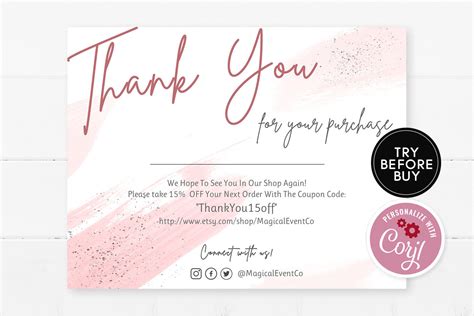 When should i order and send out my thank you cards? Pink Thank You For Your Purchase Cards Template Small | Etsy