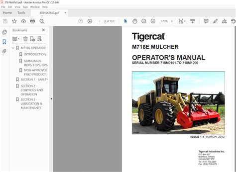 Tigercat M E Mulcher Operators Manual Sn M M
