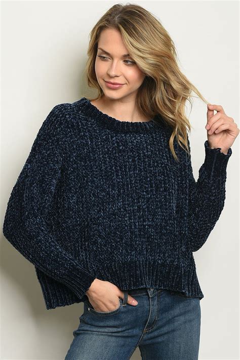 Navy Chenille Sweater Etsy In 2020 Chenille Sweater Navy Sweaters