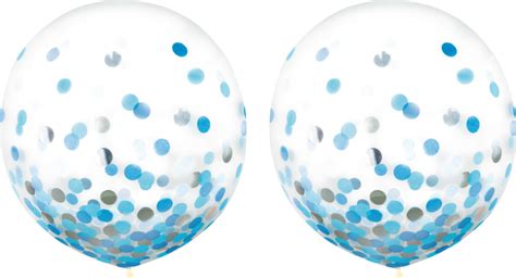 Round Transparent Confetti Latex Balloons Metallic Bluesilver 24 In