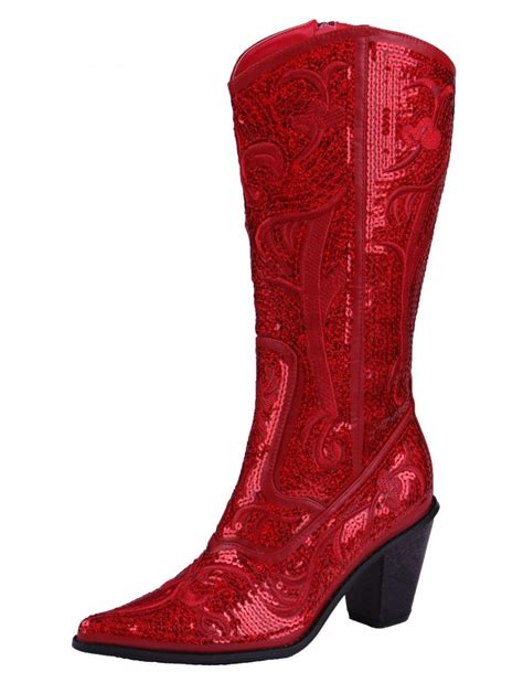 Helens Heart Red Blingy Sequins Cowboy Boots Red Cowboy Boots