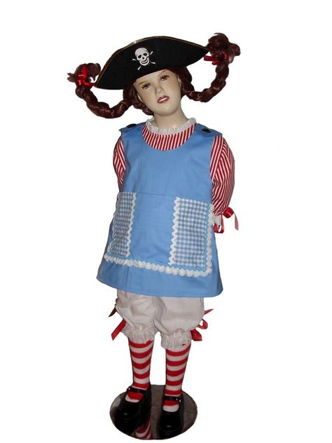 Custom Boutique Halloween Pippi Longstocking Girl Size Costume Set Magical Attic