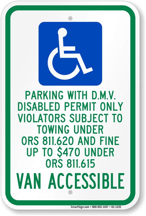 Oregon Dmv Disabled Permit Parking Only Sign