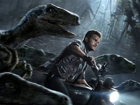 Jurassic World Chris Pratt Rides With Raptors In New Poster