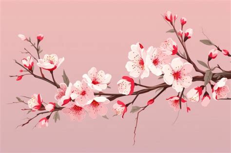 Premium Photo Cherry Blossom Branch With Sakura Flower Generative Ai