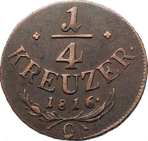 1816 Austria Emperor Franz Ii Hapsburg Antique 14 Kreuzer Austrian