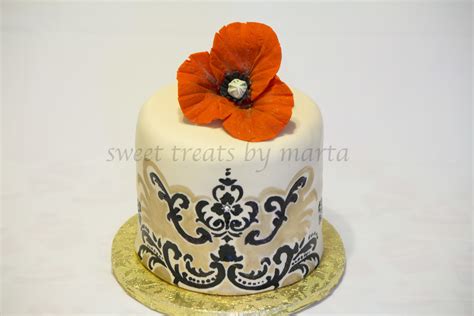 Hand Painted Middle Eastern Themed Cake With Handmade Fondant Flower