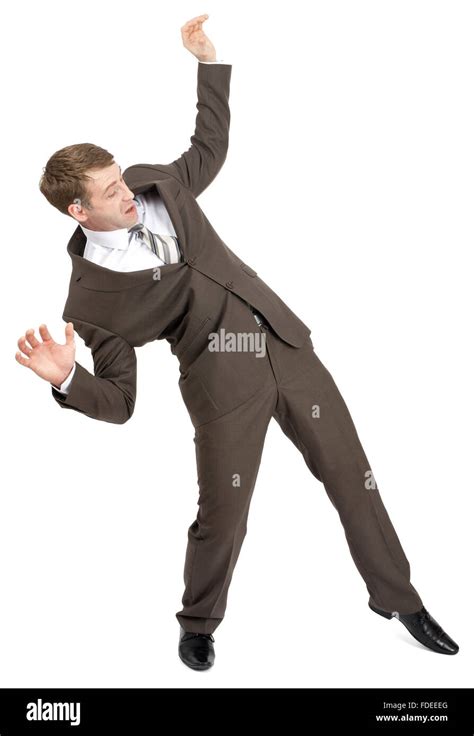 Scared Businessman In Falling Position Stock Photo Alamy