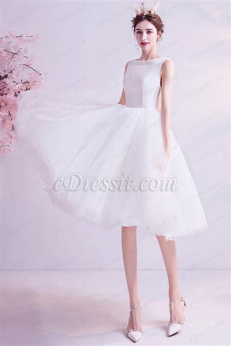 Edressit White Short Knee Length Tulle Cocktail Party Dress 35198907