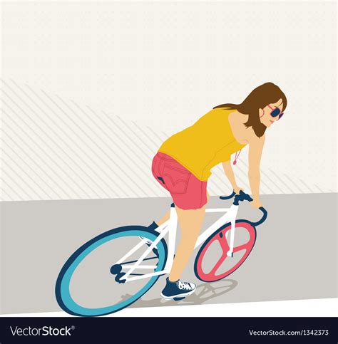 Young Woman With Fixie Bicycle Royalty Free Vector Image