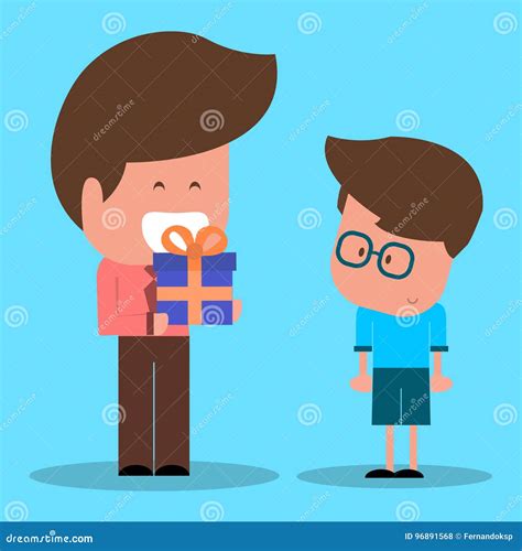 Son Giving Present To His Father Stock Vector Illustration Of Design