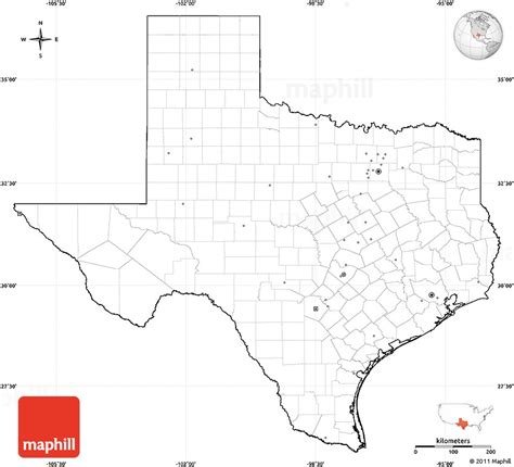 Blank Simple Map Of Texas Cropped Outside No Labels