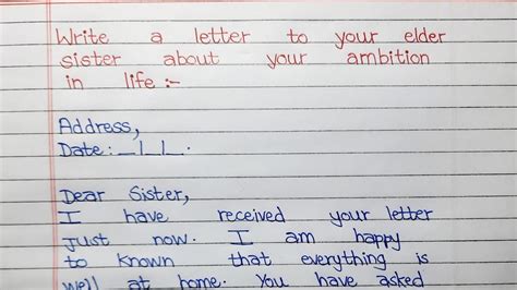 write a letter to your elder sister about your ambition in life youtube