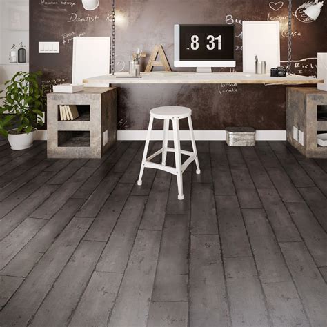 Dark Grey Washed Wood Effect Waterproof Luxury Vinyl Click Flooring