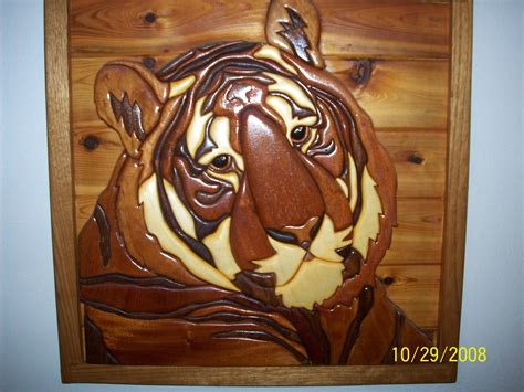 Tiger Intarsia Wood Different Types Of Wood Cnc Projects Diy