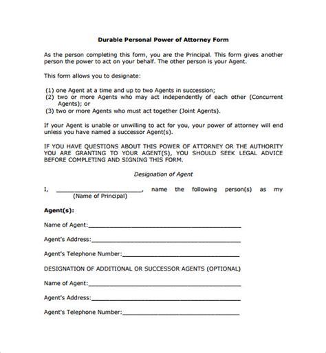 Free 7 Simple Power Of Attorney Forms In Pdf