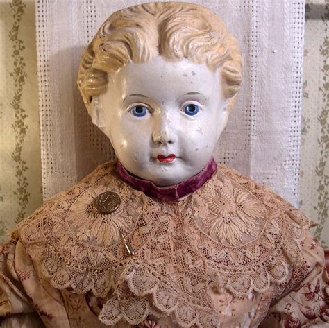 Antique Paper Mache Shoulder Head Doll Ludwig Greiner 32” Pat 1872 Blonde Hair Ebay Papier
