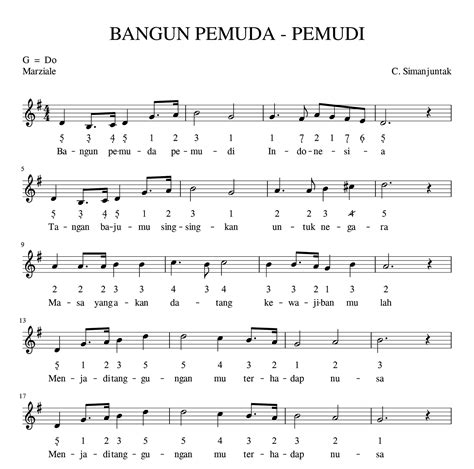 Not Angka Lagu Bangun Pemudi Pemuda Koleksi Not Angka | My XXX Hot Girl