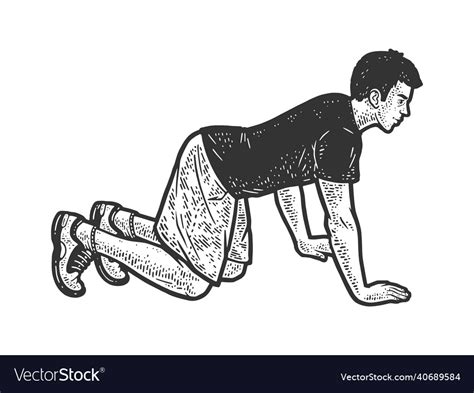 Man Crawling On All Fours Sketch Royalty Free Vector Image