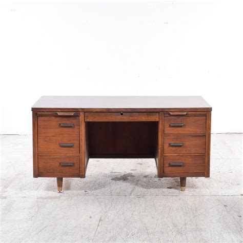 Vintage Jofco Mid Century Modern Walnut Executive Desk Ebth