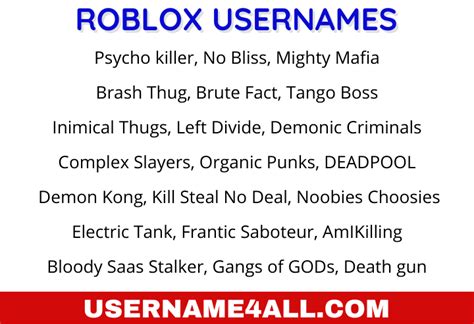 Unique Roblox Usernames