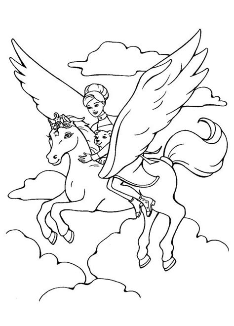 Discover all our printable coloring pages for adults, to print or download for free ! Barbie With Pegasus Coloring Pages (With images) | Unicorn ...