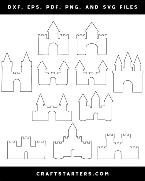Simple Castle Outline Patterns Dfx Eps Pdf Png And Svg Cut Files
