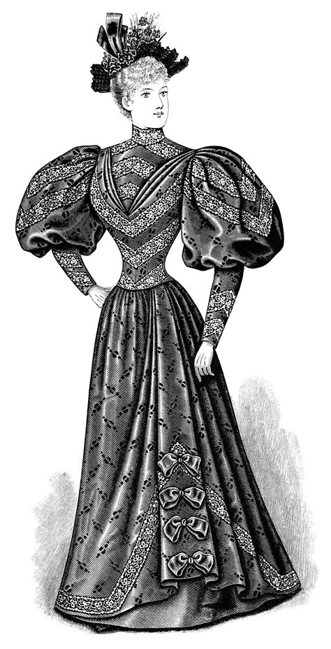 Victorian Ladies Fashion 1895 ~ Free Clip Art Image Old