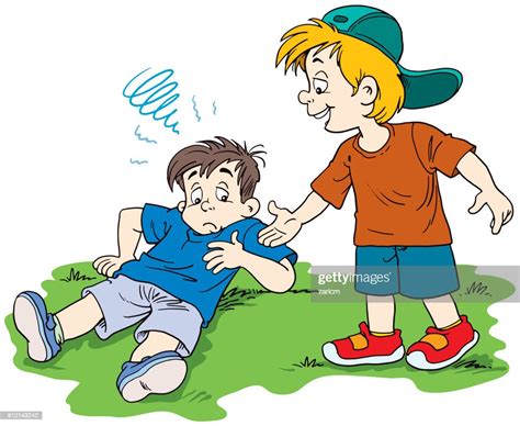 A Child Helps Another Child Get Up High-Res Vector Graphic - Getty Images