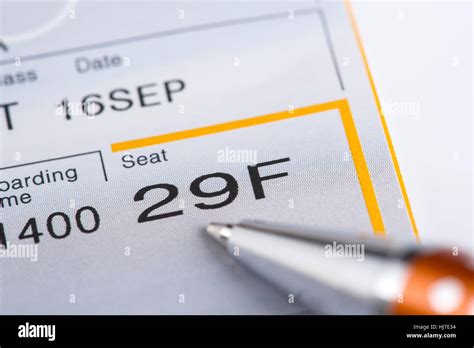 Boarding Card Seat Number Stock Photo Alamy