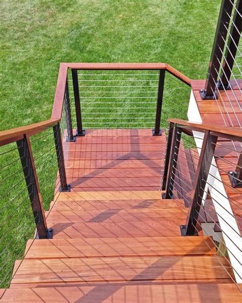 Interior spaces, stairs, & landings look great with cable or glass rail too. Black Aluminum Cable Railing - Woodbury, MN | Cable ...