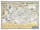 The History of Dedham, Mass: a beautifully detailed map from 1954