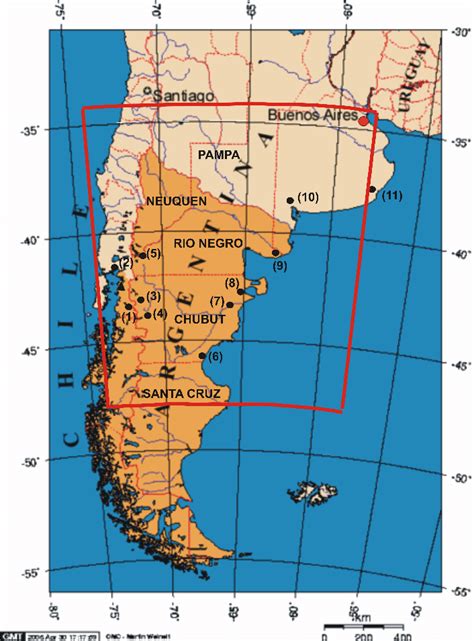 Political Map Of South Chile And Argentina The Region Of Patagonia Is