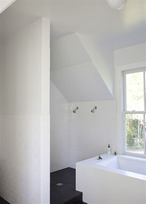 Attic rooms are challenging to furnish. Attic Shower Design - Modern - bathroom - Heather A Wilson, Architect
