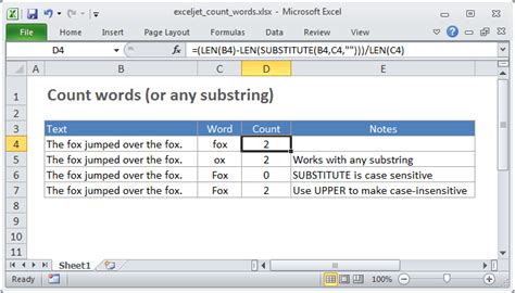 Excel Formula Count Specific Words In A Cell Exceljet