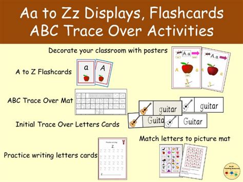 Alphabet Displays Aa Zz Cards Alphabet Mat Pictures Trace Over Aa Zz