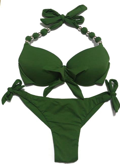 Eonar Womens Halter Swimwear Push Up Bikini Top With Underwire Side Tie