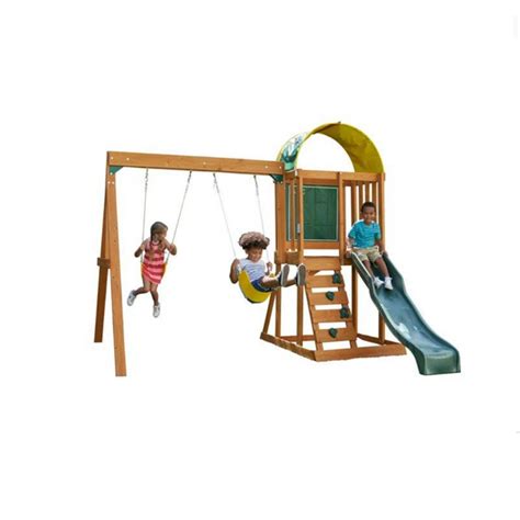 Kidkraft Ainsley Wooden Outdoor Swing Set With Slide Pzdeals