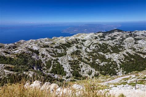 Croatia Dalmatia Biokovo Mountains Sea Panoramic Landscape Vie Stock