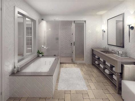 Glowing Herringbone Bathroom Natural Stone Tile Cute Homes 33545