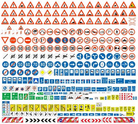 European Traffic Signs Collection Stock Vector Illustration Of