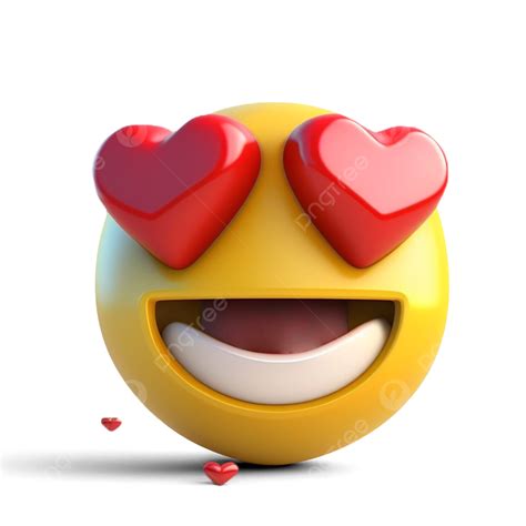 3d Love Emoji Eye Heat Symbol Red Yellow Lough Smile 3d Emoji Love 3d
